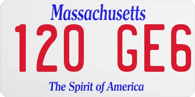 MA license plate 120GE6