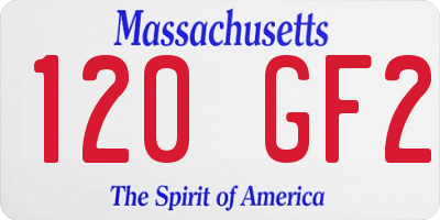 MA license plate 120GF2
