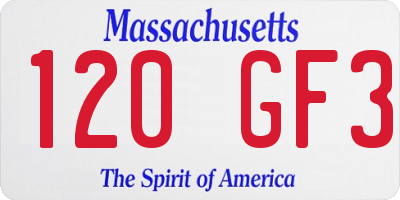 MA license plate 120GF3