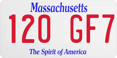 MA license plate 120GF7