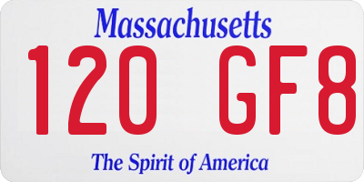 MA license plate 120GF8