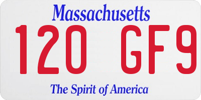 MA license plate 120GF9