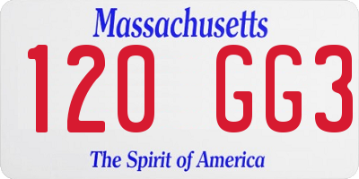 MA license plate 120GG3