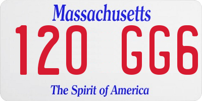 MA license plate 120GG6