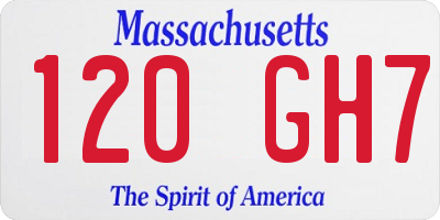 MA license plate 120GH7