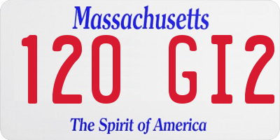 MA license plate 120GI2