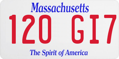 MA license plate 120GI7