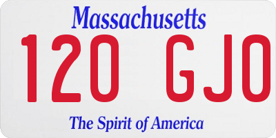 MA license plate 120GJ0