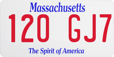 MA license plate 120GJ7