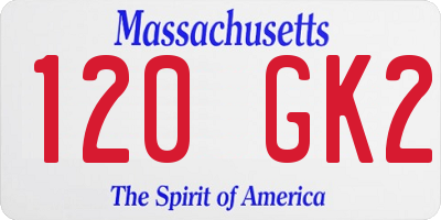 MA license plate 120GK2