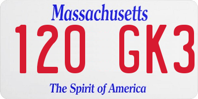 MA license plate 120GK3