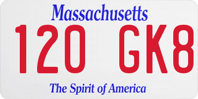 MA license plate 120GK8