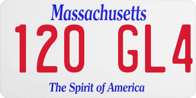 MA license plate 120GL4