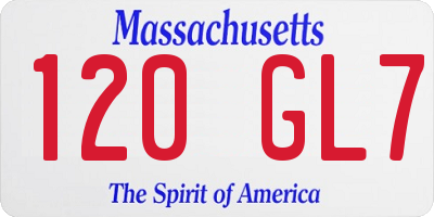MA license plate 120GL7