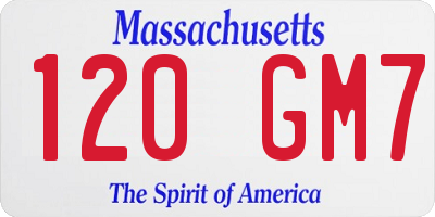 MA license plate 120GM7