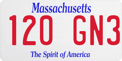 MA license plate 120GN3