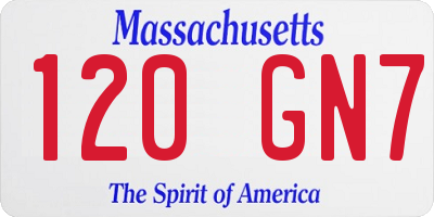 MA license plate 120GN7