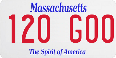 MA license plate 120GO0