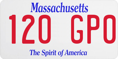 MA license plate 120GP0
