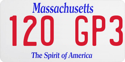 MA license plate 120GP3