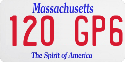 MA license plate 120GP6