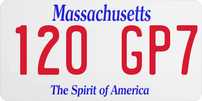 MA license plate 120GP7