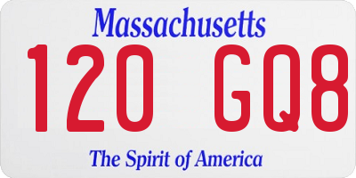 MA license plate 120GQ8