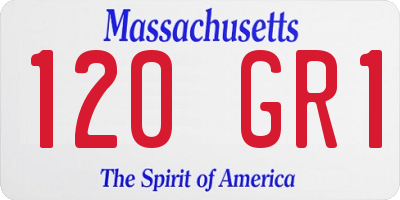 MA license plate 120GR1