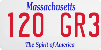 MA license plate 120GR3