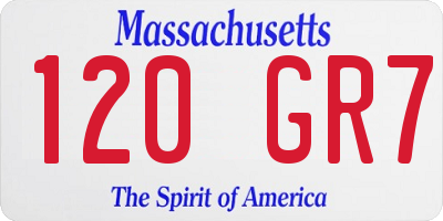MA license plate 120GR7