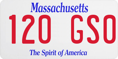MA license plate 120GS0