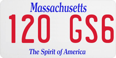 MA license plate 120GS6