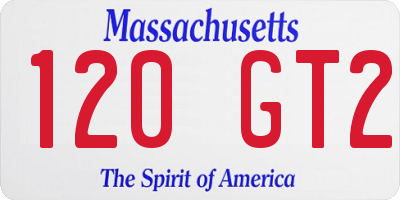 MA license plate 120GT2