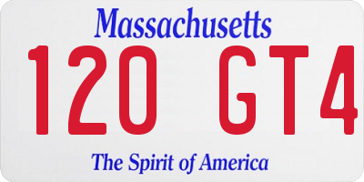 MA license plate 120GT4