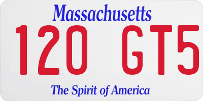 MA license plate 120GT5
