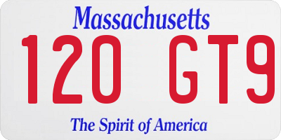 MA license plate 120GT9