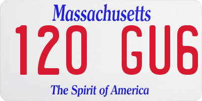 MA license plate 120GU6