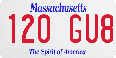 MA license plate 120GU8