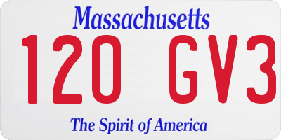 MA license plate 120GV3