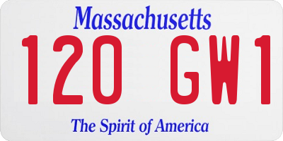 MA license plate 120GW1
