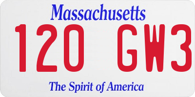 MA license plate 120GW3