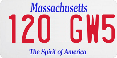 MA license plate 120GW5