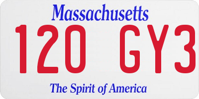 MA license plate 120GY3