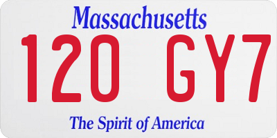 MA license plate 120GY7