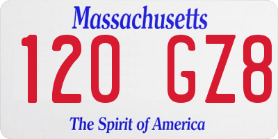 MA license plate 120GZ8