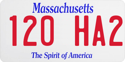MA license plate 120HA2