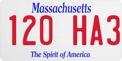 MA license plate 120HA3