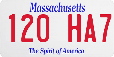 MA license plate 120HA7