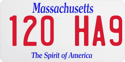 MA license plate 120HA9
