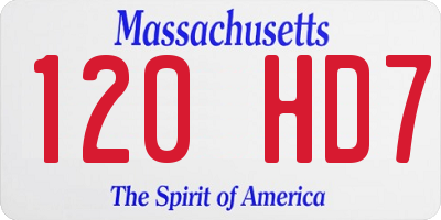MA license plate 120HD7